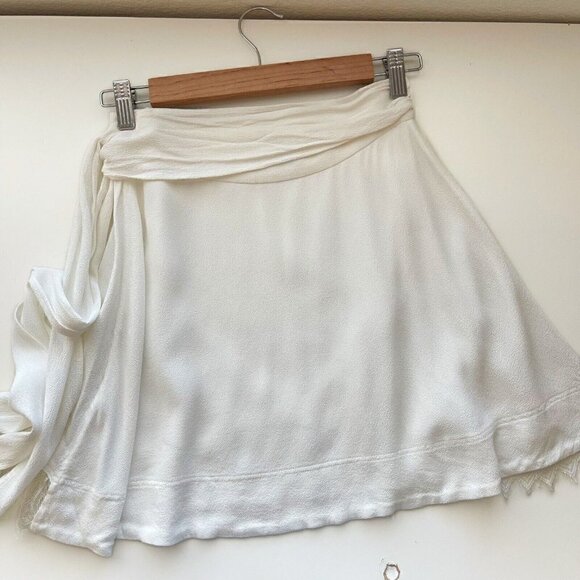IRO White Nicole Wrap Whimsical Lace Trim Preppy Mini Skirt Size 2 XS - Picture 11 of 12